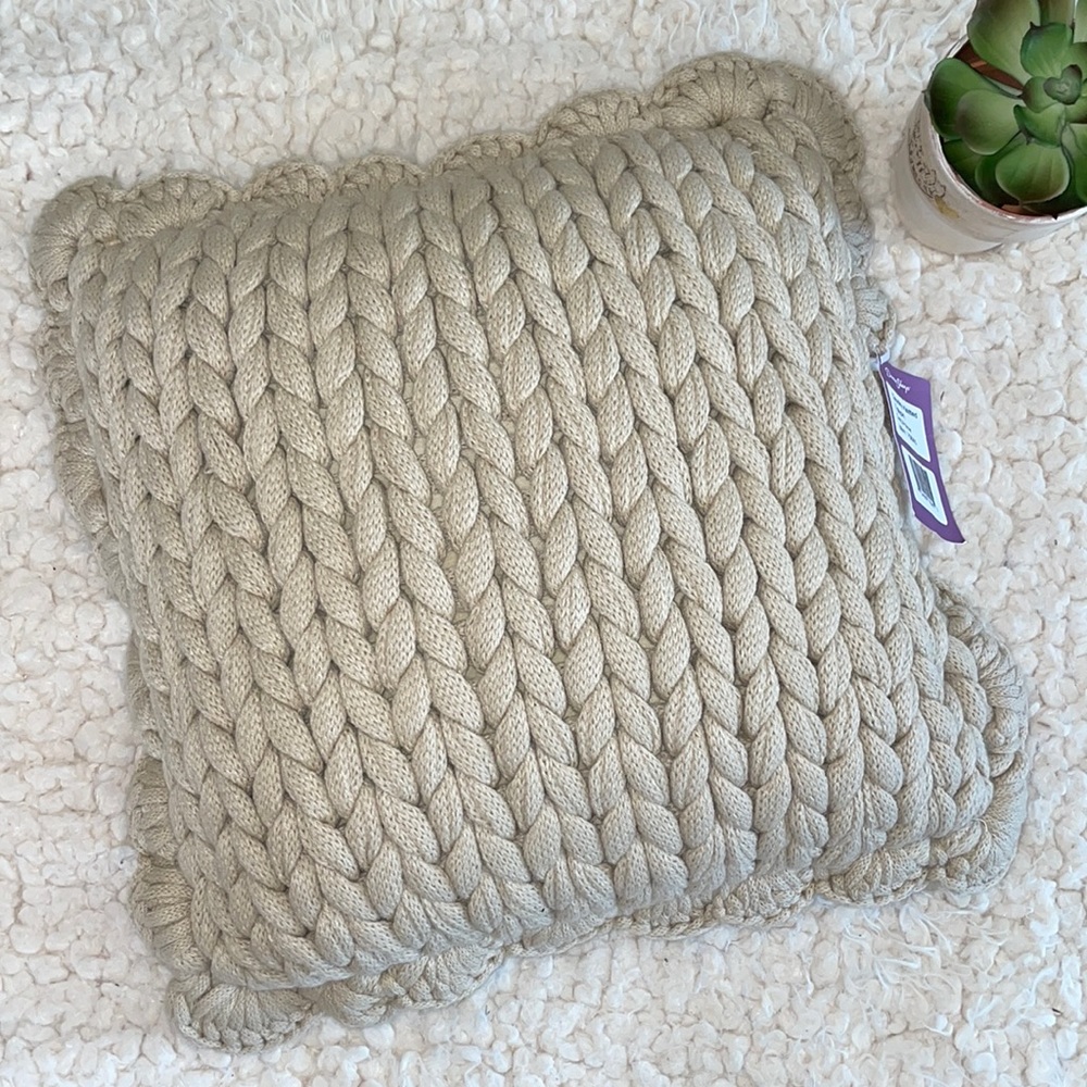 Donna Sharp Chunky Knot Pillow in the color Taupe
